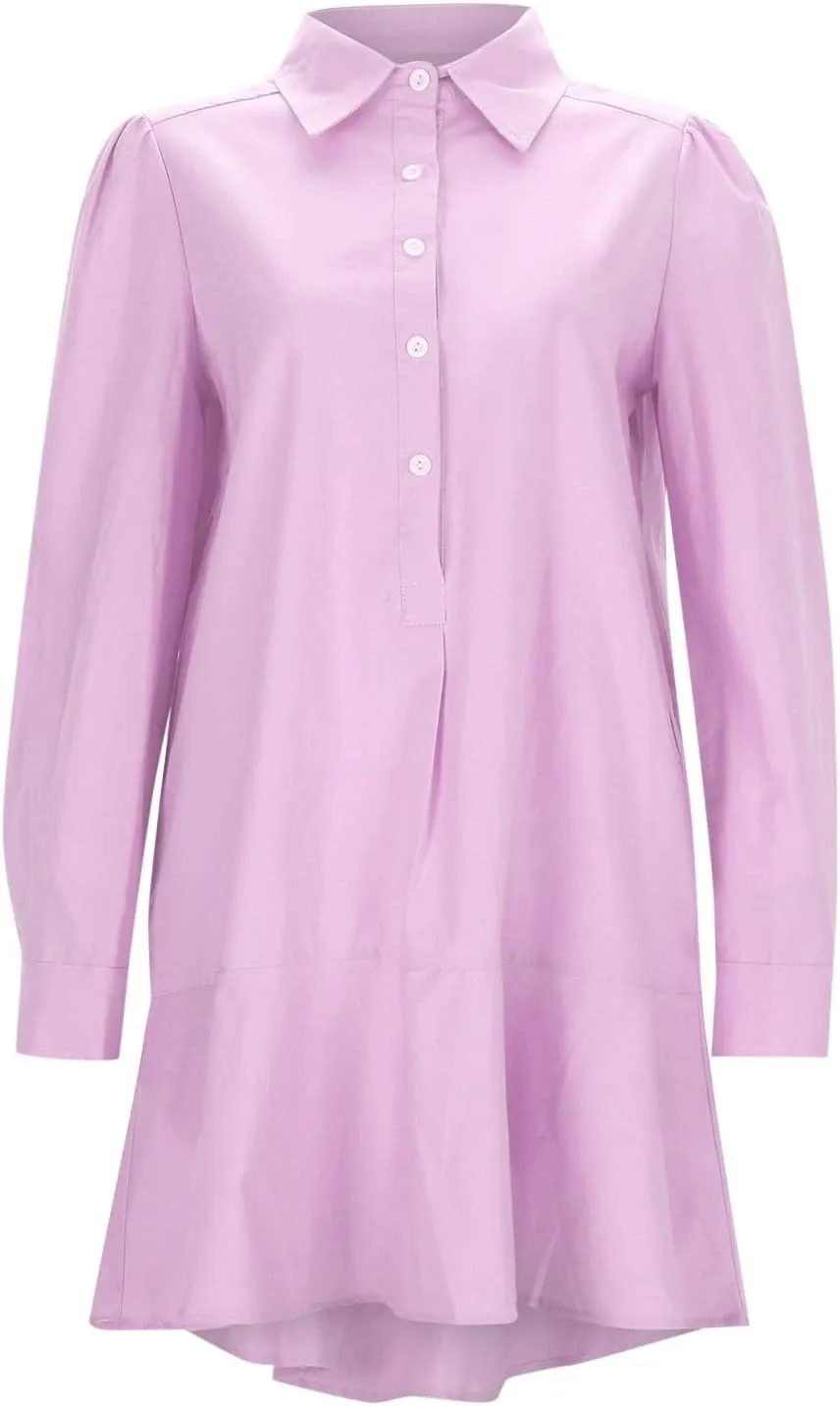 Swim Cover up for Women 2025 Summer Ruffle Sleeve Solid Color Button Down Shift Dresses with Pockets Beach Cover up