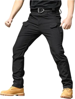 Tactical Pants for Men Waterproof Straight Leg Lightweight Work Pants Breathable Baggy Cargo Pants with Pockets
