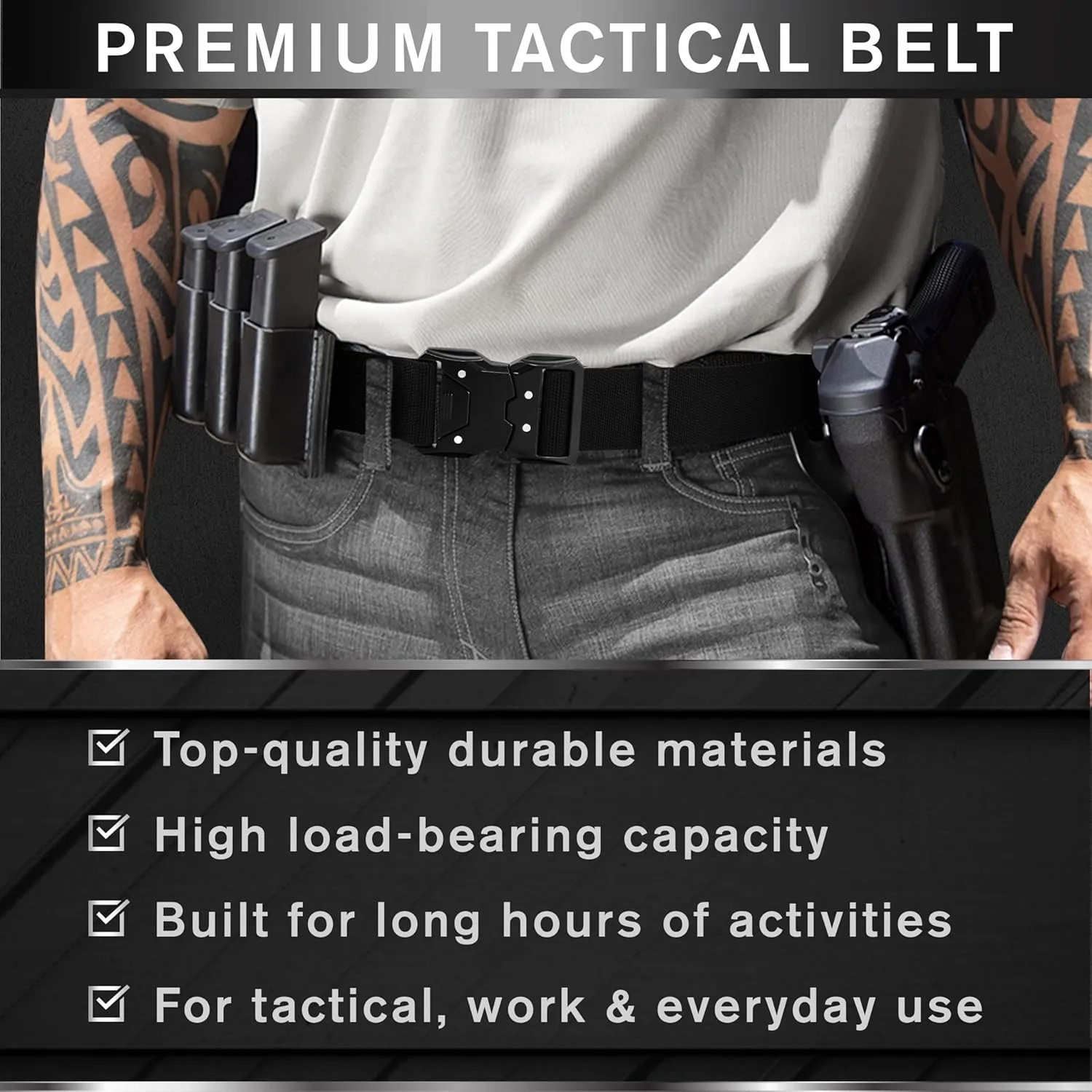 TECEUM Tactical Belt – Heavy-Duty & Quick Release – Military, Work, Rigger, Duty & Utility Belt for Men