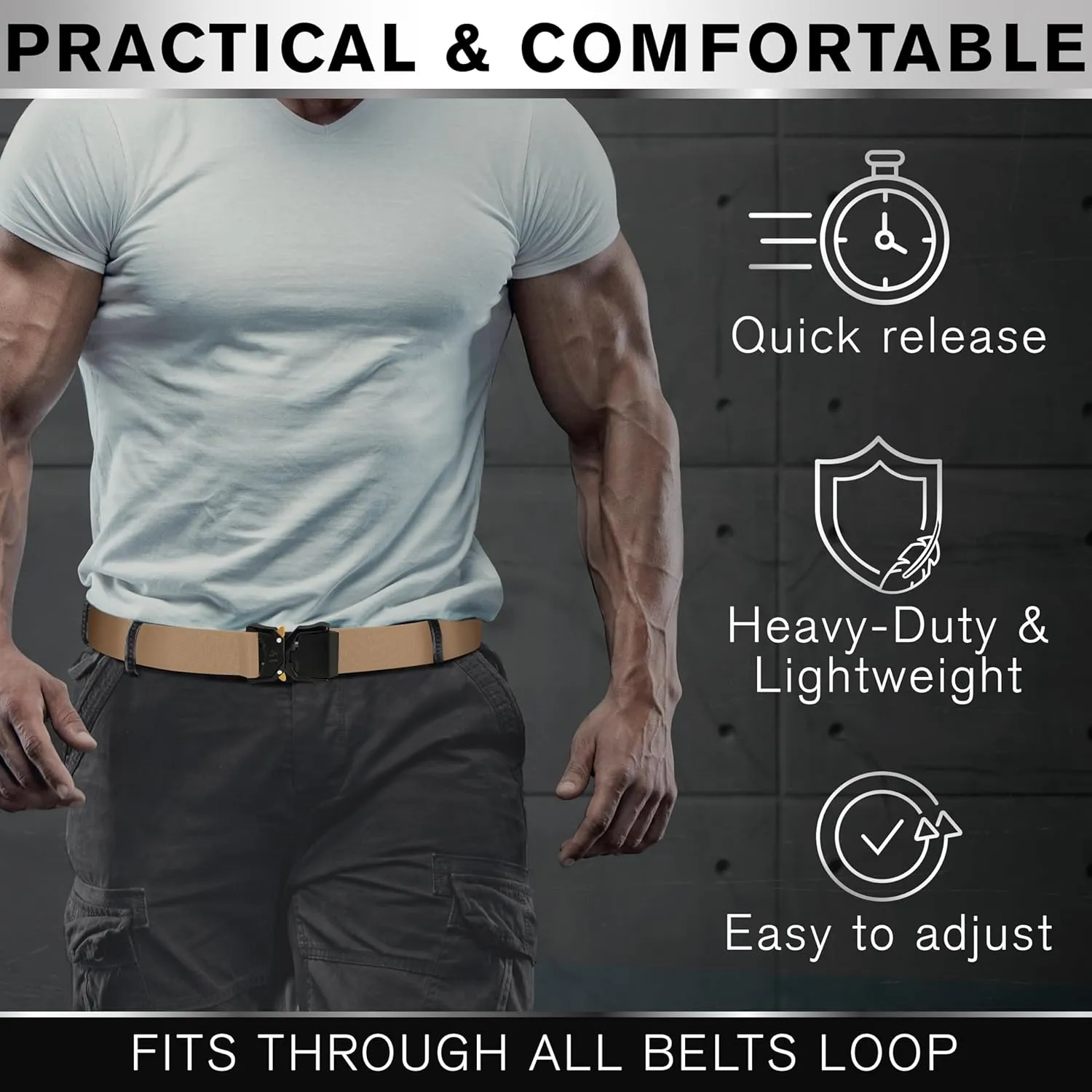 TECEUM Tactical Belt – Heavy-Duty & Quick Release – Military, Work, Rigger, Duty & Utility Belt for Men