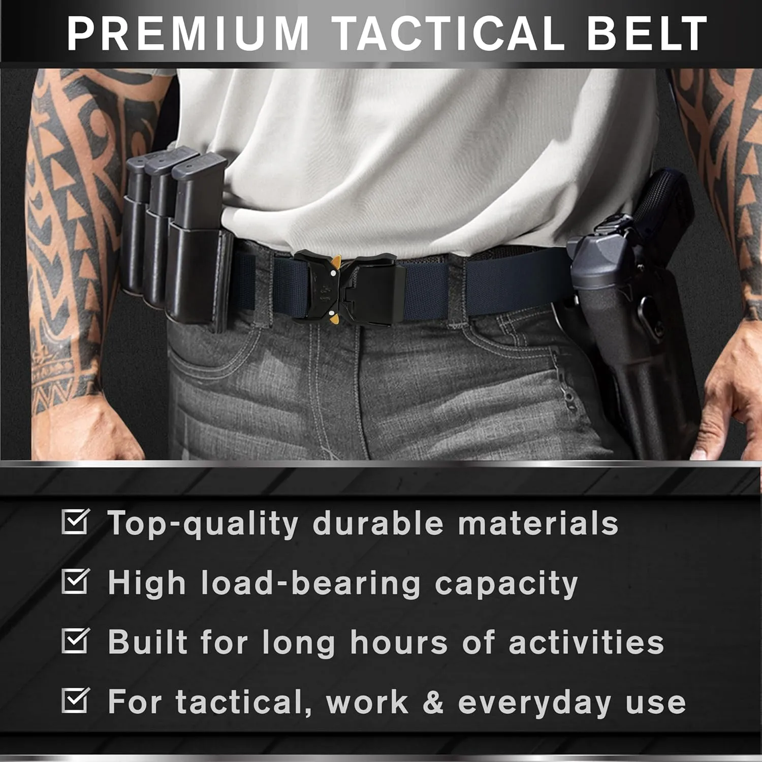 TECEUM Tactical Belt – Heavy-Duty & Quick Release – Military, Work, Rigger, Duty & Utility Belt for Men