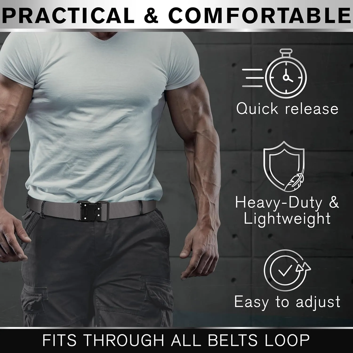 TECEUM Tactical Belt – Heavy-Duty & Quick Release – Military, Work, Rigger, Duty & Utility Belt for Men