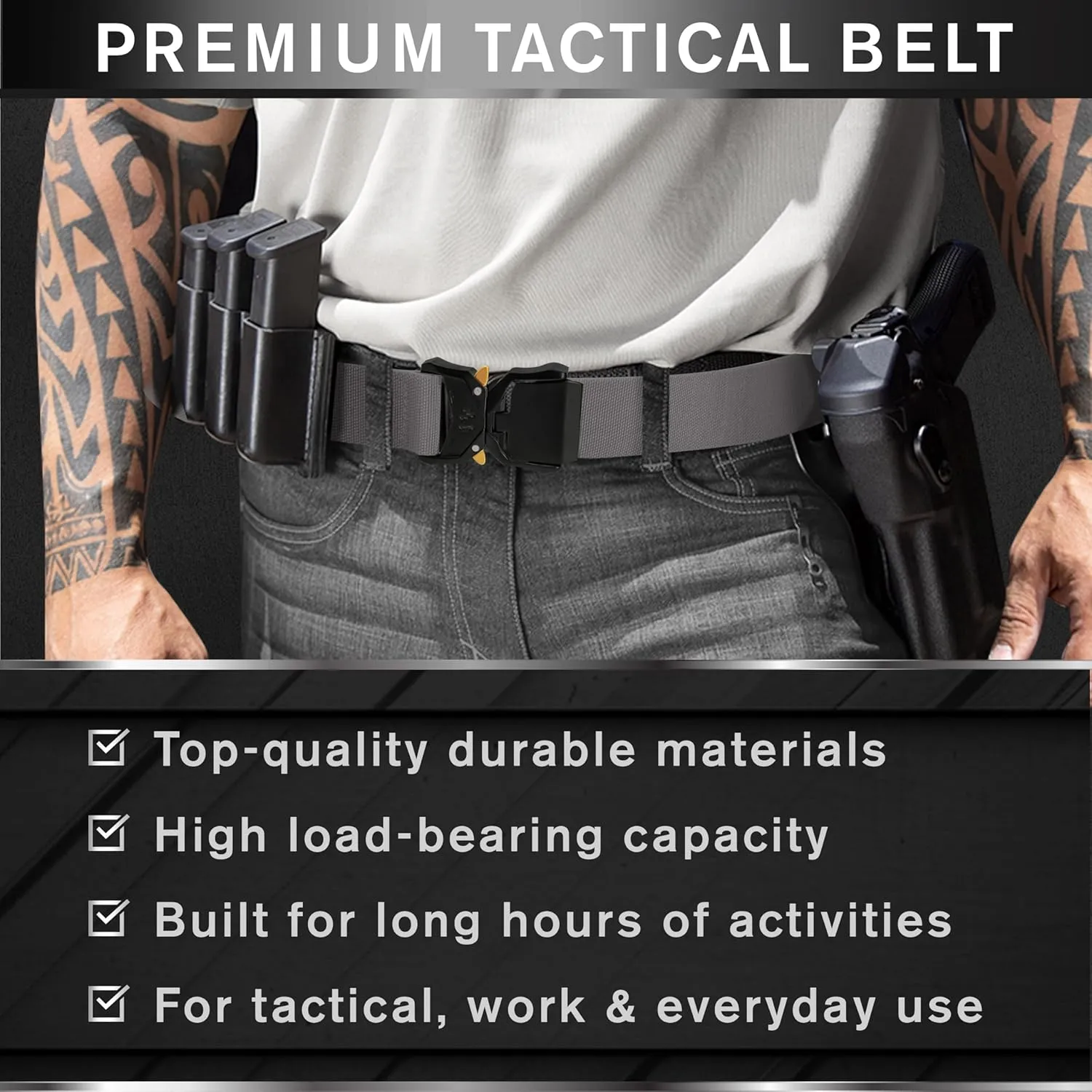 TECEUM Tactical Belt – Heavy-Duty & Quick Release – Military, Work, Rigger, Duty & Utility Belt for Men