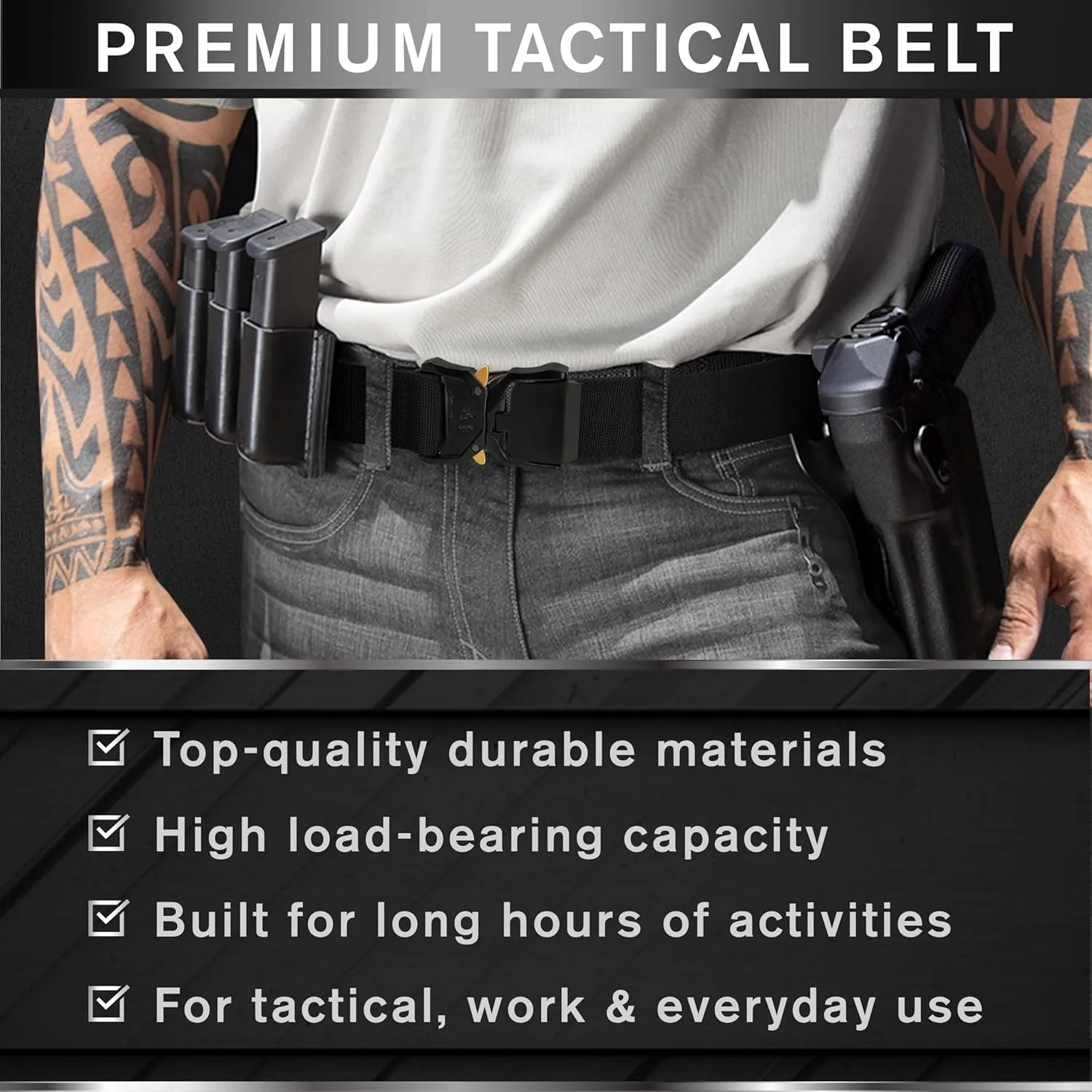 TECEUM Tactical Belt – Heavy-Duty & Quick Release – Military, Work, Rigger, Duty & Utility Belt for Men
