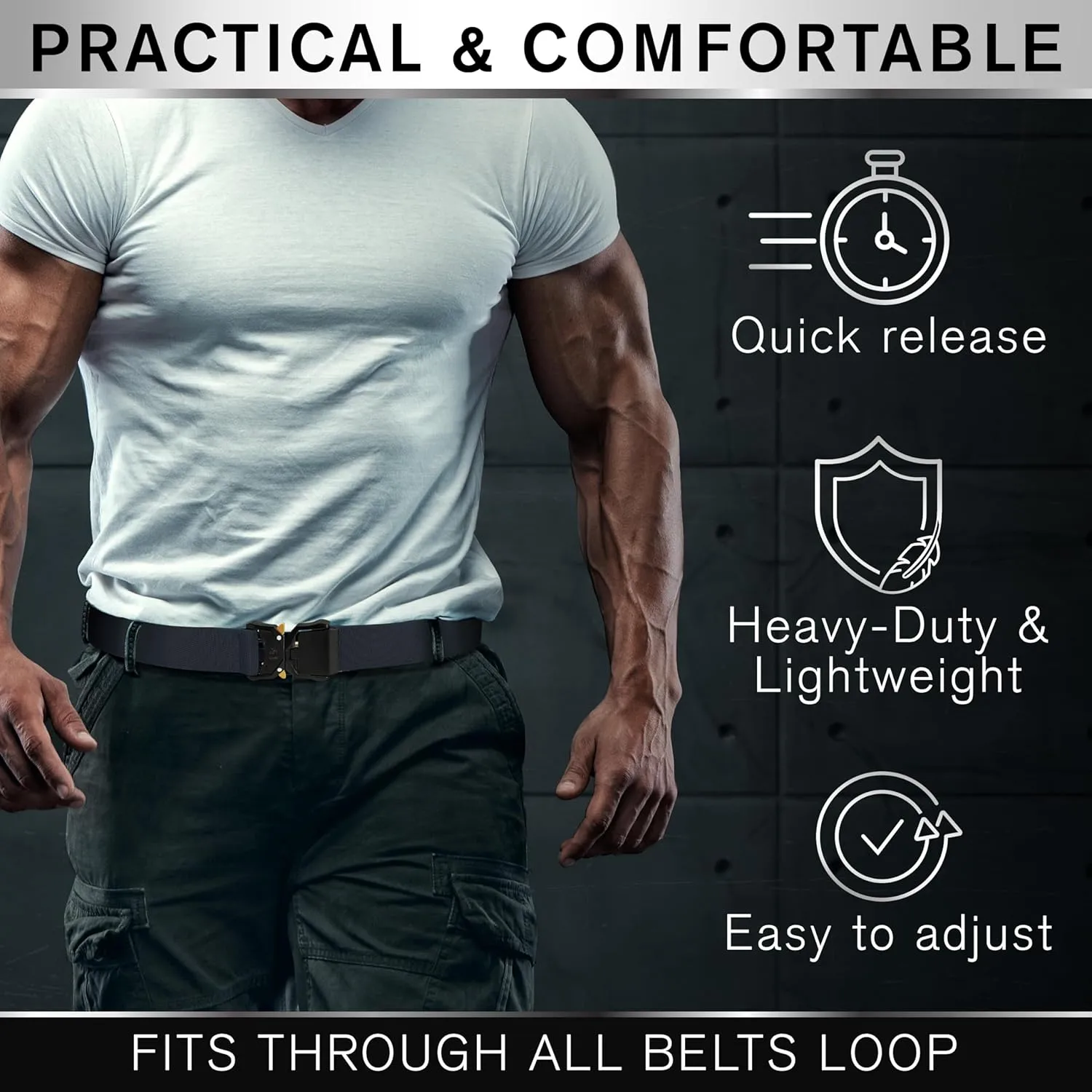 TECEUM Tactical Belt – Heavy-Duty & Quick Release – Military, Work, Rigger, Duty & Utility Belt for Men