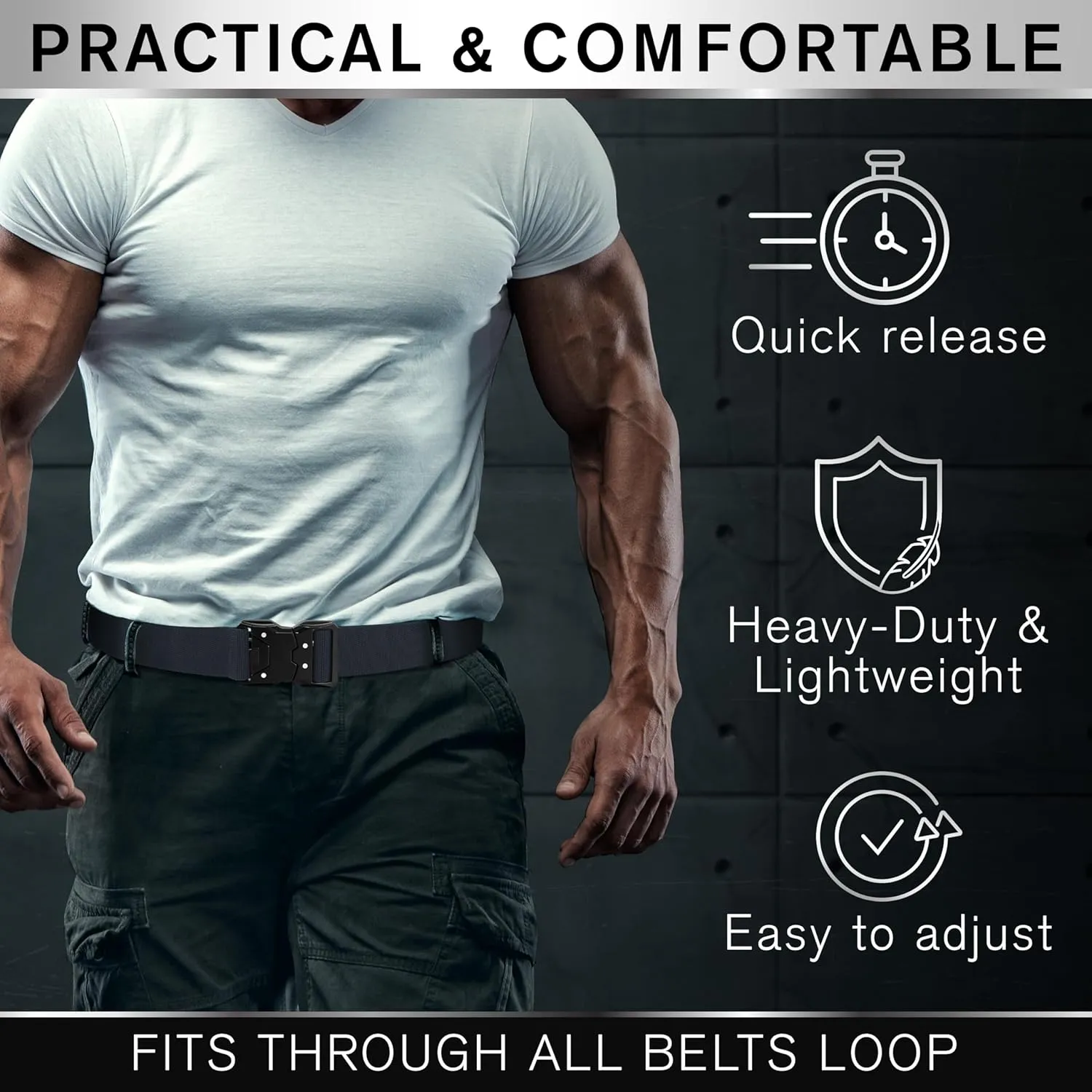 TECEUM Tactical Belt – Heavy-Duty & Quick Release – Military, Work, Rigger, Duty & Utility Belt for Men