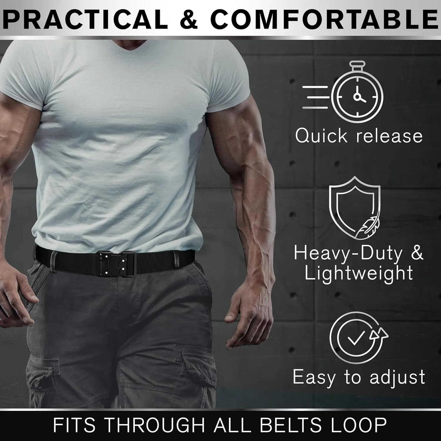 TECEUM Tactical Belt – Heavy-Duty & Quick Release – Military, Work, Rigger, Duty & Utility Belt for Men