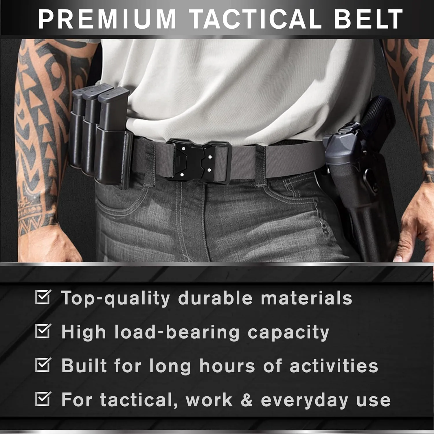 TECEUM Tactical Belt – Heavy-Duty & Quick Release – Military, Work, Rigger, Duty & Utility Belt for Men