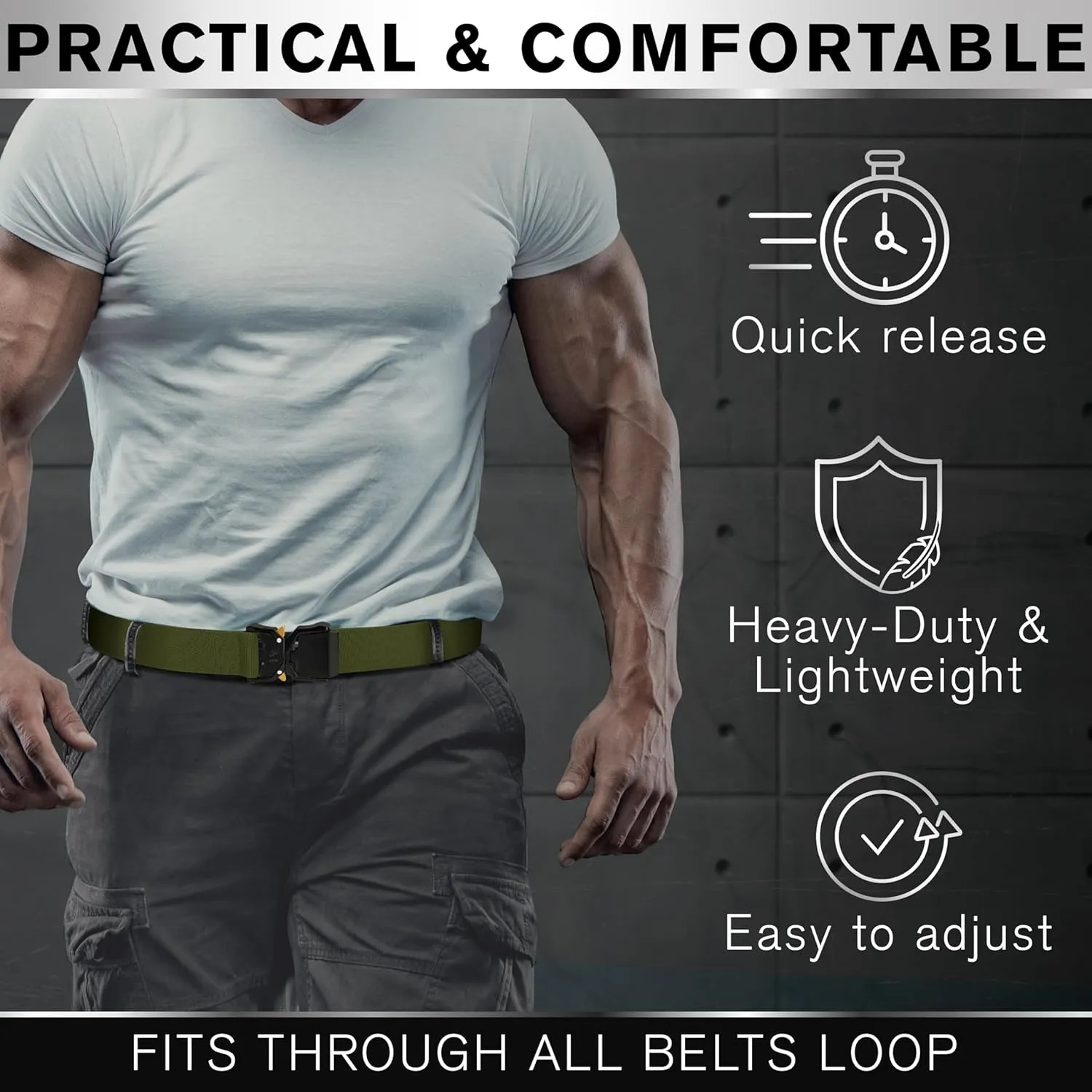 TECEUM Tactical Belt – Heavy-Duty & Quick Release – Military, Work, Rigger, Duty & Utility Belt for Men