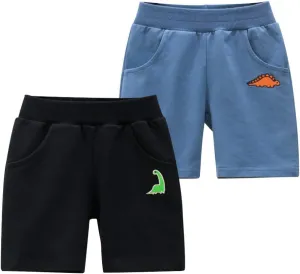 Toddler Boys Summer Knit Shorts with Pocket, 2/3/4 Pack Baby Pull-On Soft Active Shorts