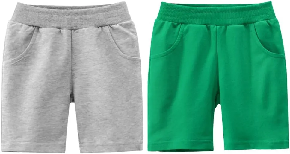 Toddler Boys Summer Knit Shorts with Pocket, 2/3/4 Pack Baby Pull-On Soft Active Shorts