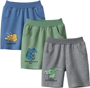 Toddler Boys Summer Knit Shorts with Pocket, 2/3/4 Pack Baby Pull-On Soft Active Shorts