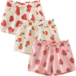Toddler Girl Summer Knit Shorts with Pocket, 2 Pack Baby Pull-On Soft Active Shorts