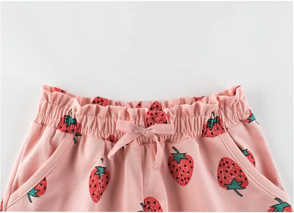 Toddler Girl Summer Knit Shorts with Pocket, 2 Pack Baby Pull-On Soft Active Shorts