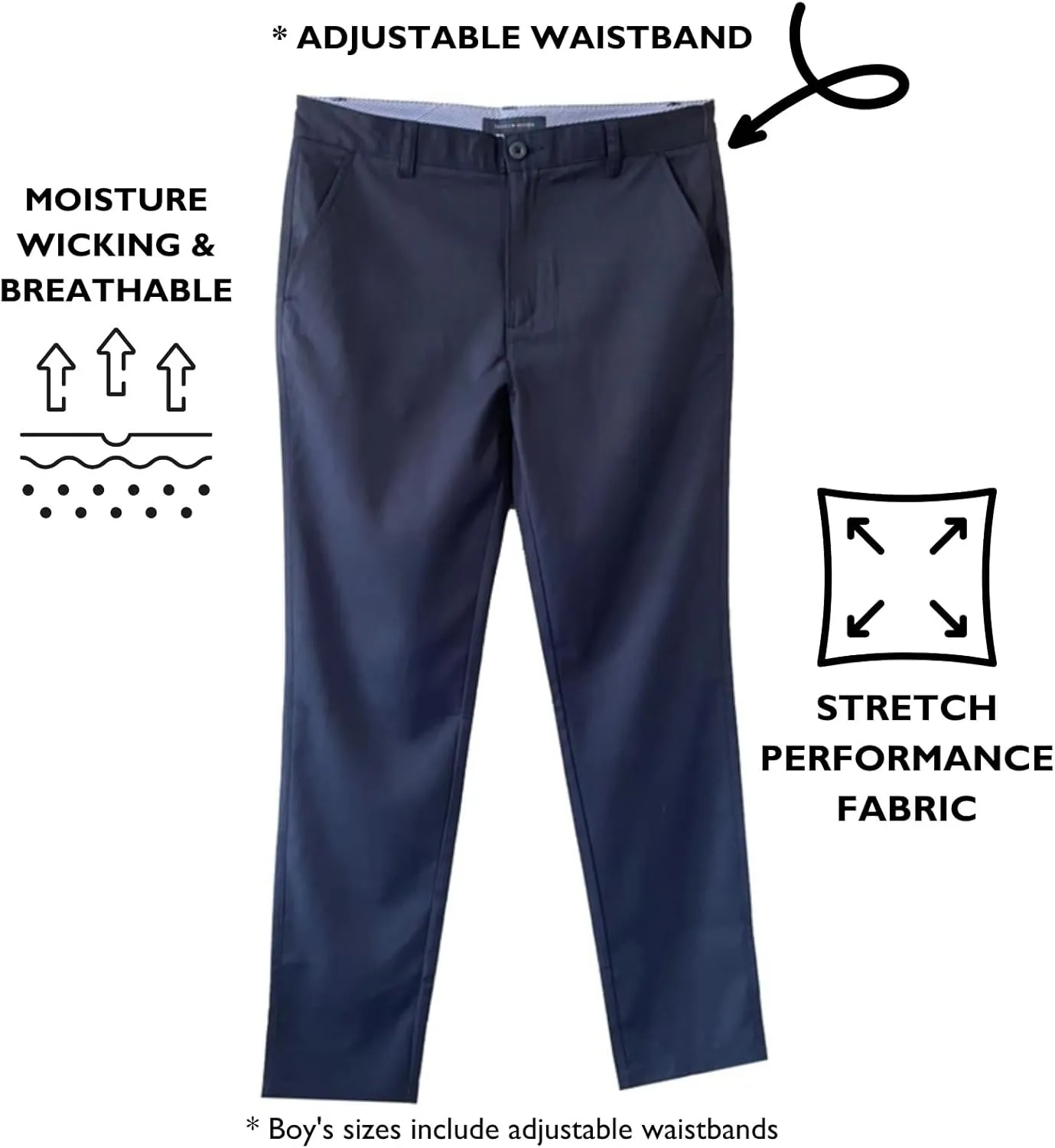 Tommy Hilfiger Boy's Performance Golf Pants, Breathable, Kids School Uniform Clothes