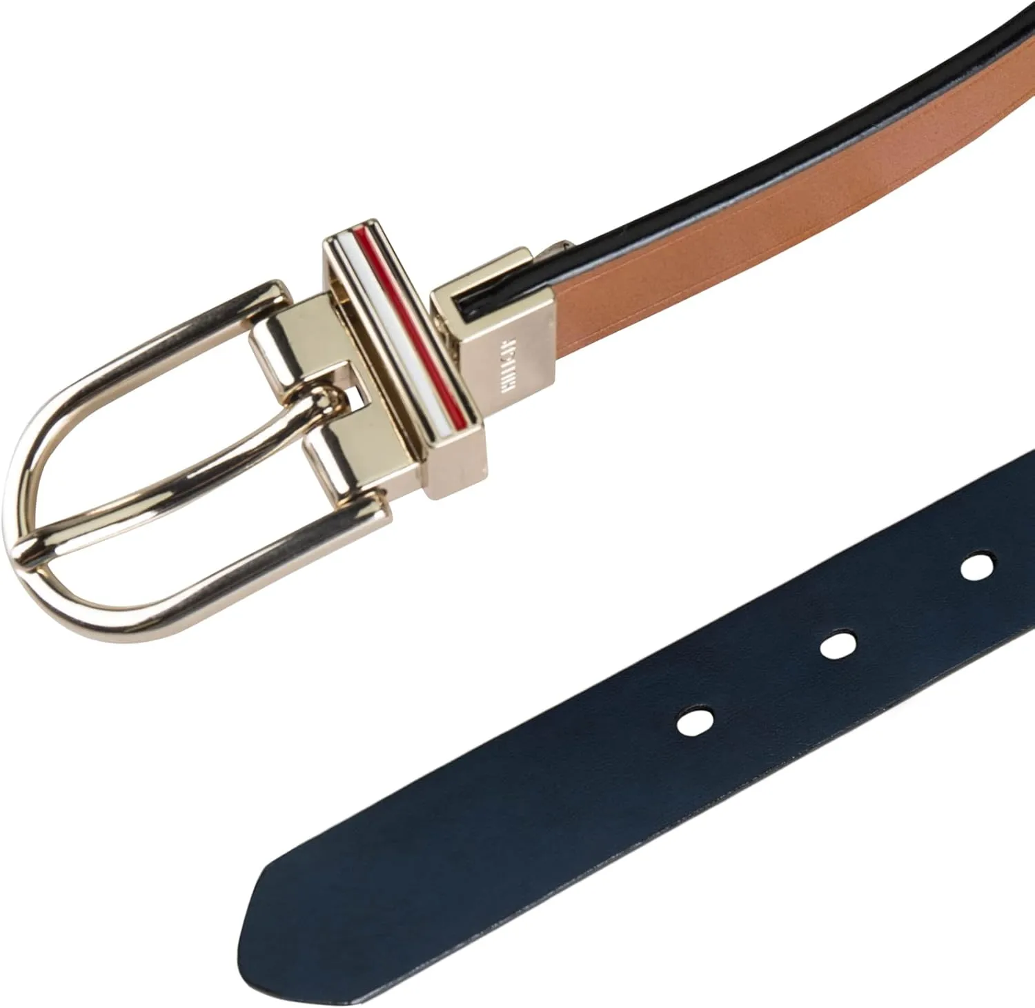 Tommy Hilfiger Women's Two-in-one Reversible Slim Width Casual Leather Belt for Jeans, Trousers and Dresses