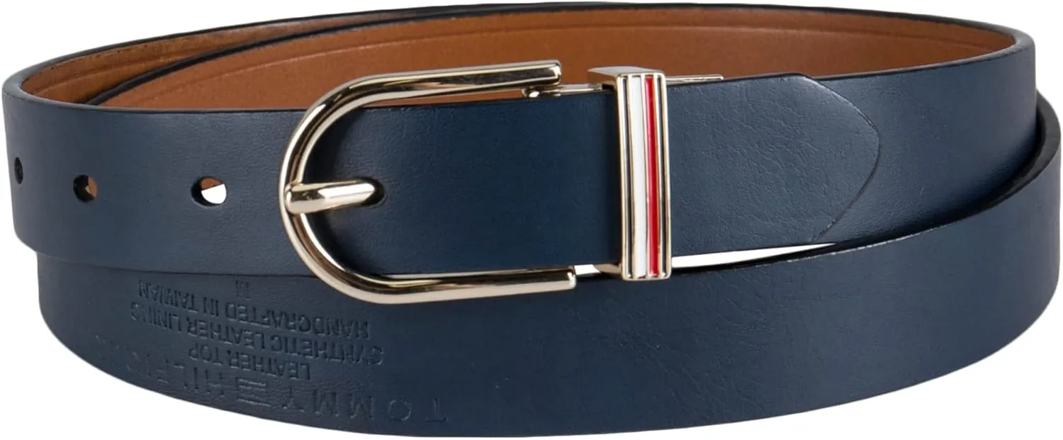 Tommy Hilfiger Women's Two-in-one Reversible Slim Width Casual Leather Belt for Jeans, Trousers and Dresses