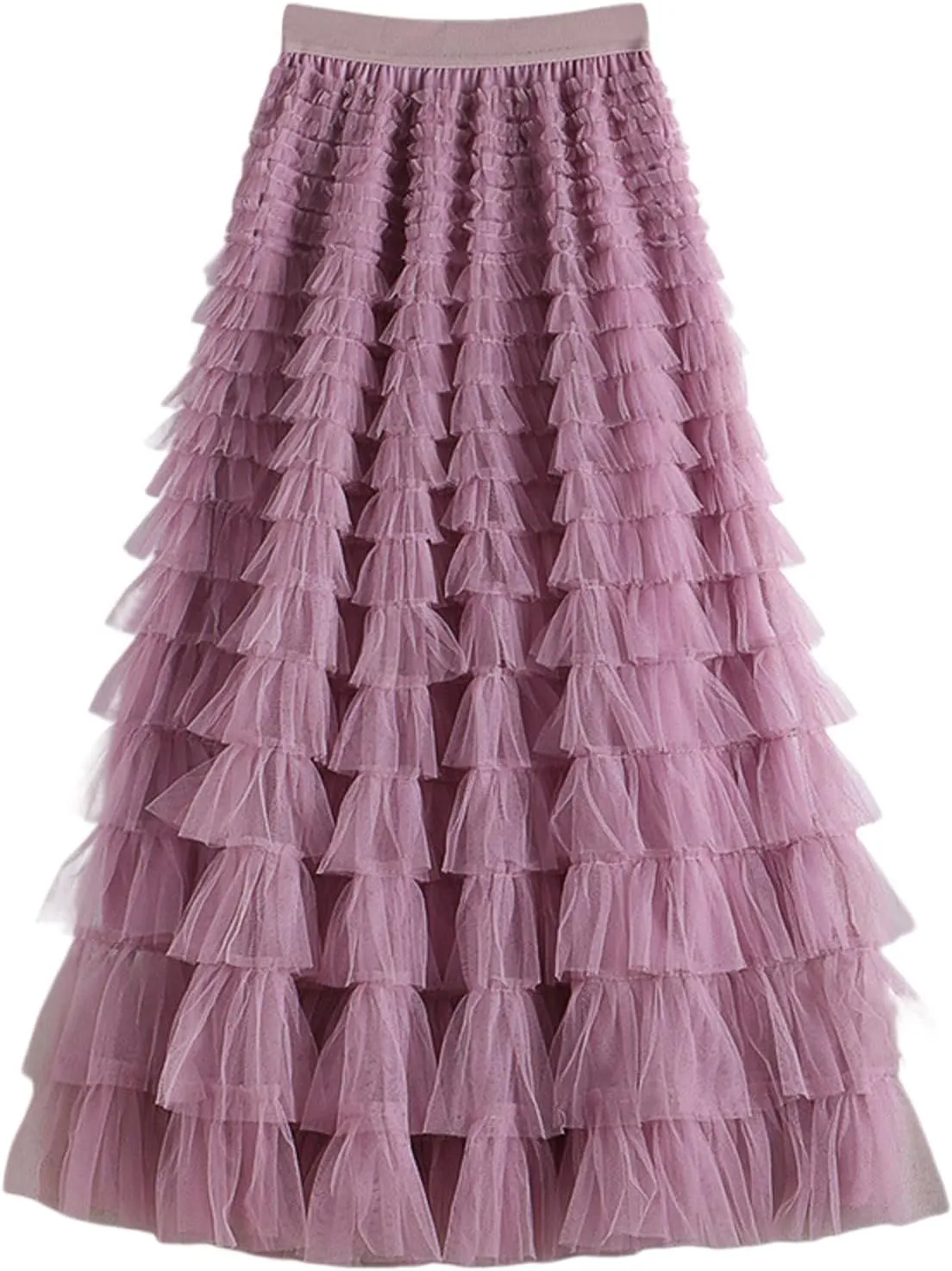 Tulle Maxi Skirts for Women 2025 Summer Elastic High Waisted Flowy Swing Tiered Mesh Long Skirt