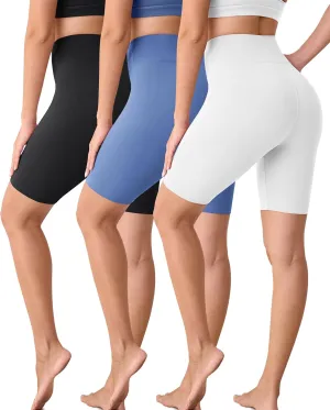 VALANDY Creamlush 3 Pack Biker Shorts for Women -8" High Waisted Soft Stretchy Spandex Athletic Yoga Shorts