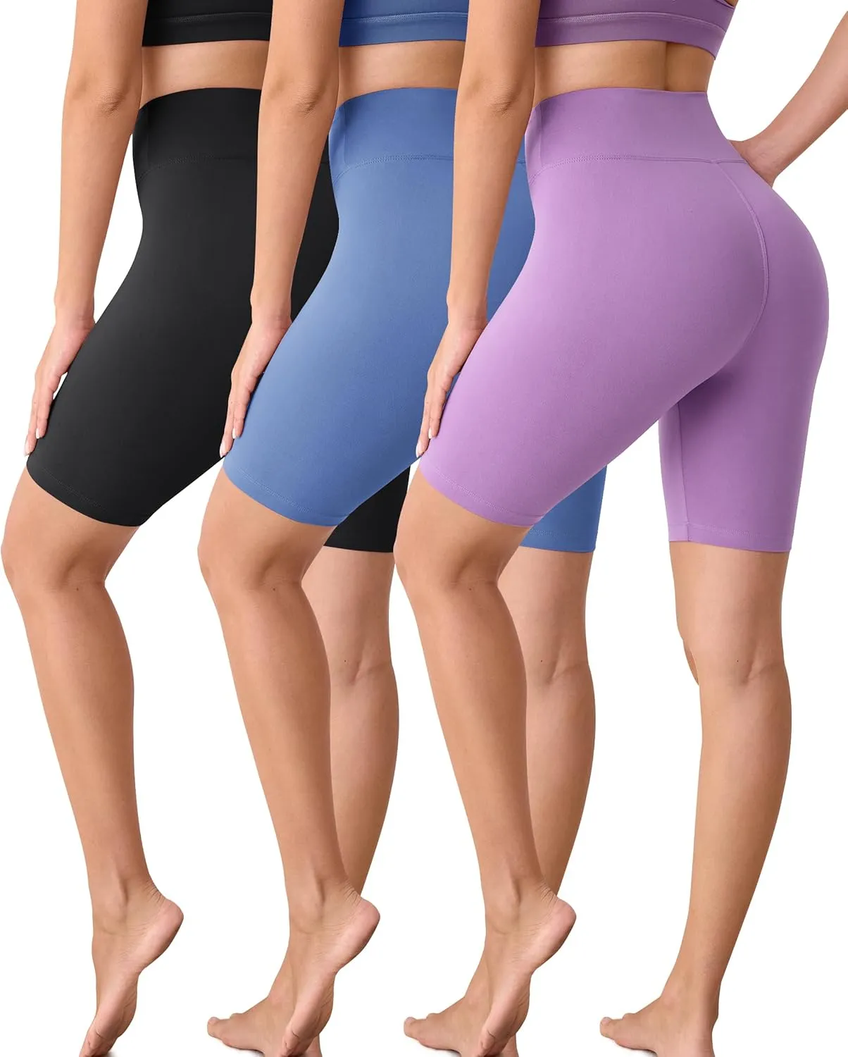 VALANDY Creamlush 3 Pack Biker Shorts for Women -8" High Waisted Soft Stretchy Spandex Athletic Yoga Shorts