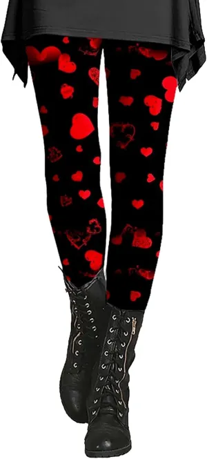 Valentine Patterned Yoga Leggings for Women Womens Valentine Outfits Love PatternWorkout Leggings Set with Pockets Heart Pattern Leggings Compression Love Heart Pattern Leggings High Waist