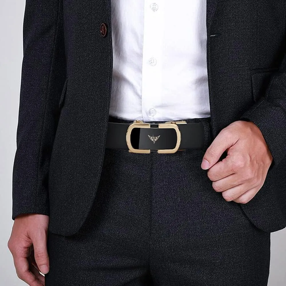 VANNANBA Leather Ratchet Belts for Men Automatic Buckle Casual Belt,with Gift Box