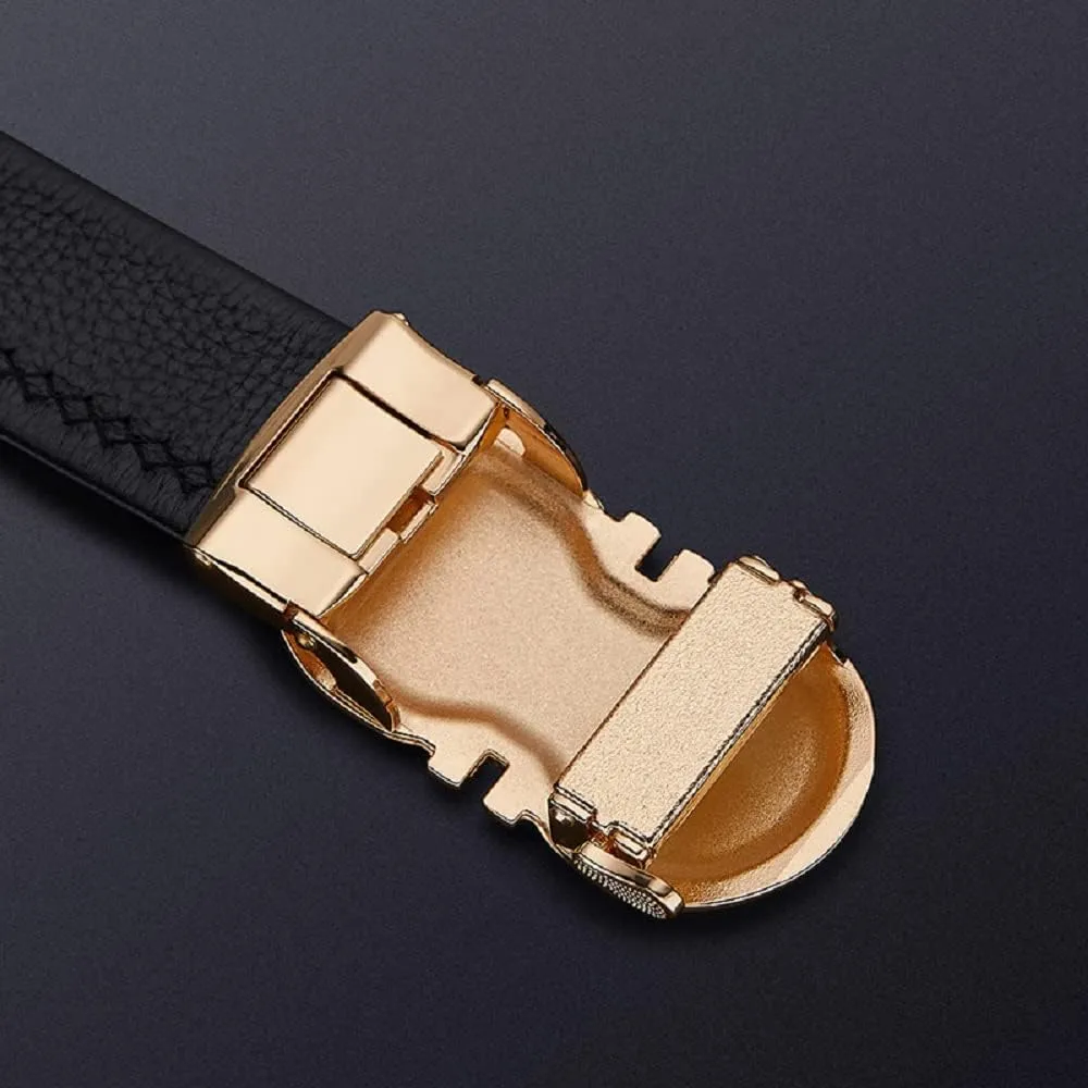 VANNANBA Leather Ratchet Belts for Men Automatic Buckle with Belt Box, Gift for Men