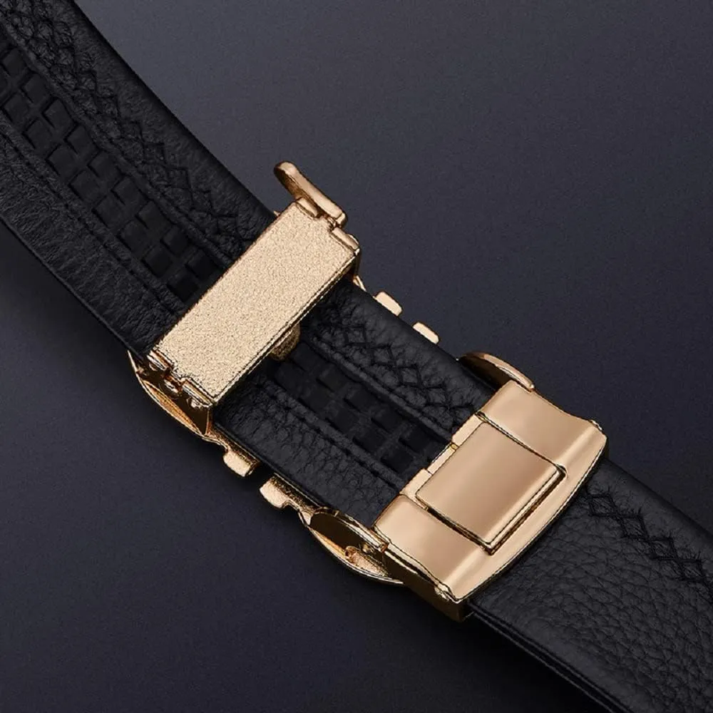 VANNANBA Leather Ratchet Belts for Men Automatic Buckle with Belt Box, Gift for Men