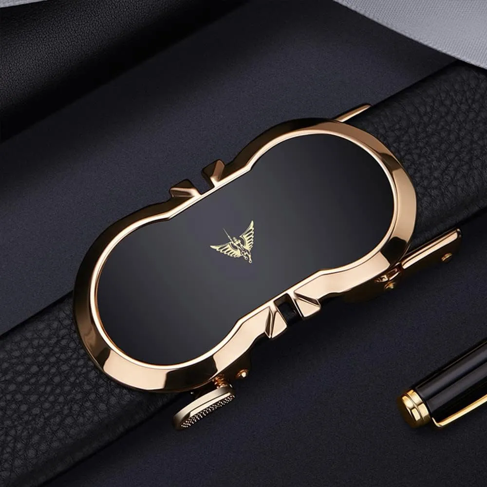 VANNANBA Leather Ratchet Belts for Men Automatic Buckle with Belt Box, Gift for Men