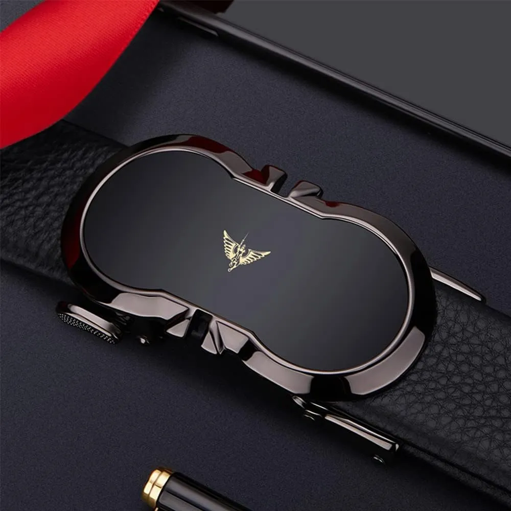 VANNANBA Leather Ratchet Belts for Men Automatic Buckle with Belt Box, Gift for Men