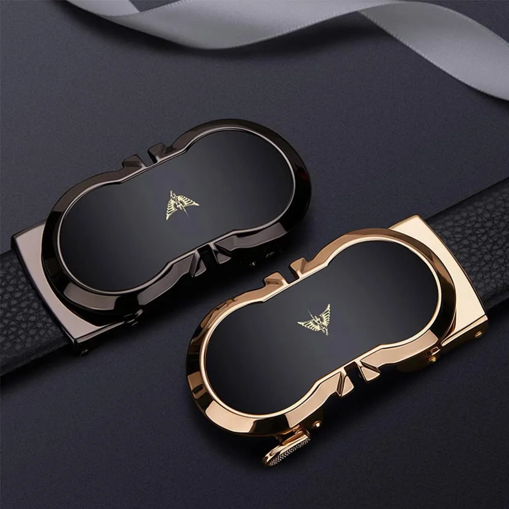 VANNANBA Leather Ratchet Belts for Men Automatic Buckle with Belt Box, Gift for Men
