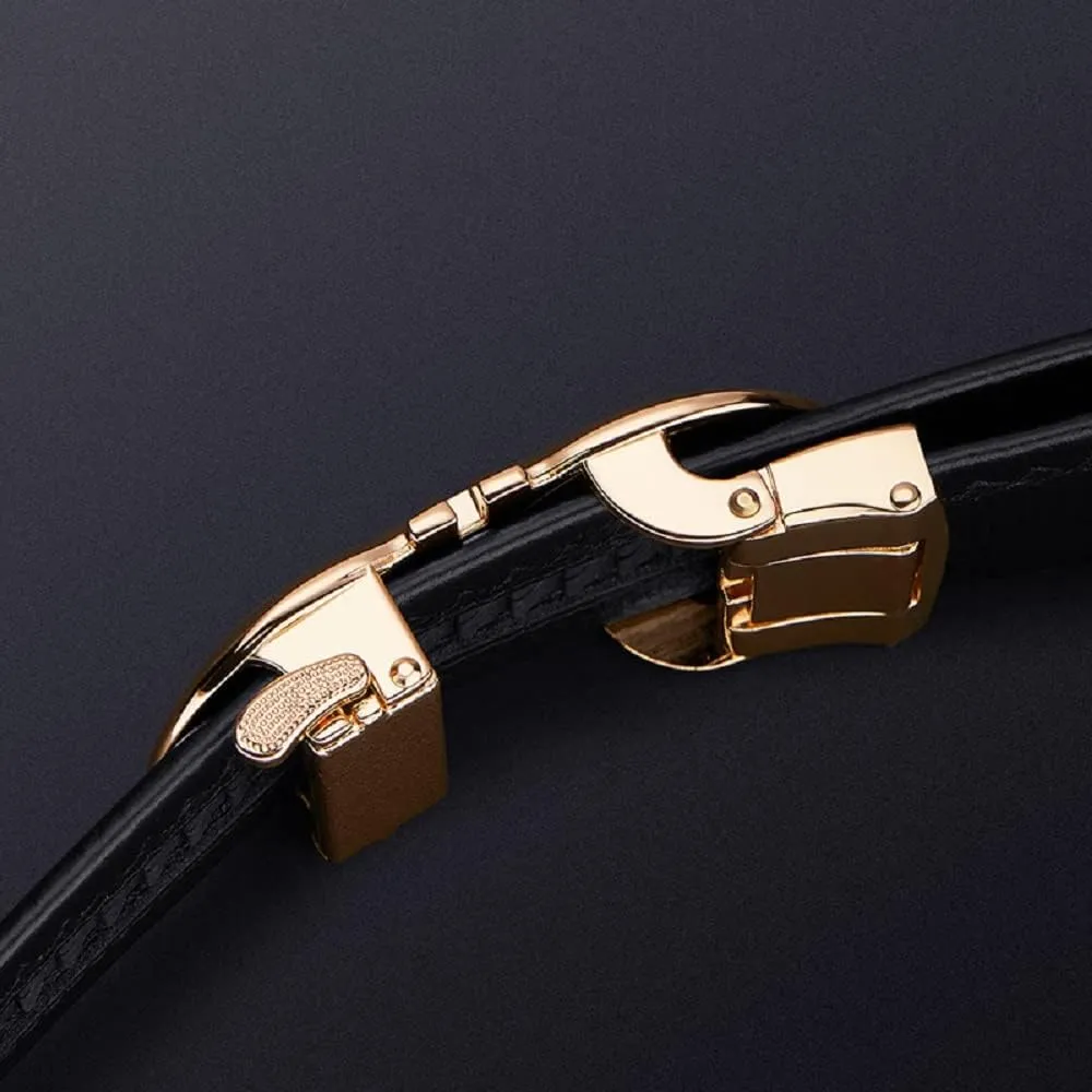VANNANBA Leather Ratchet Belts for Men Automatic Buckle with Belt Box, Gift for Men