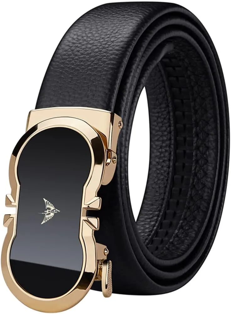 VANNANBA Leather Ratchet Belts for Men Automatic Buckle with Belt Box, Gift for Men