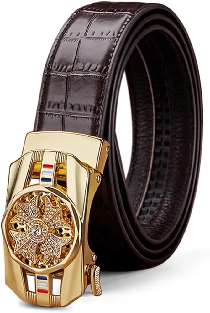 VANNANBA Mens Ratchet Leather Belt Designer Belts for Men,Trend Fashion,Western Belts for Jeans with Gift Box