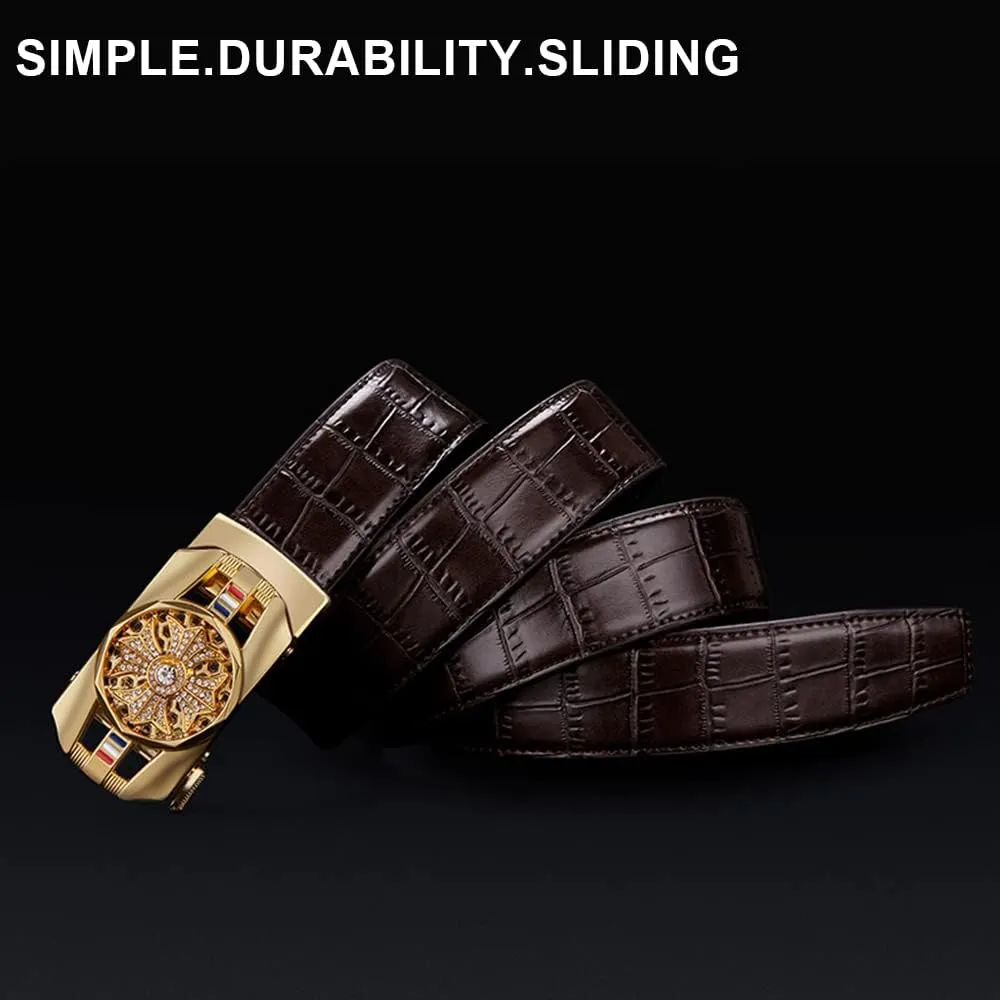 VANNANBA Mens Ratchet Leather Belt Designer Belts for Men,Trend Fashion,Western Belts for Jeans with Gift Box