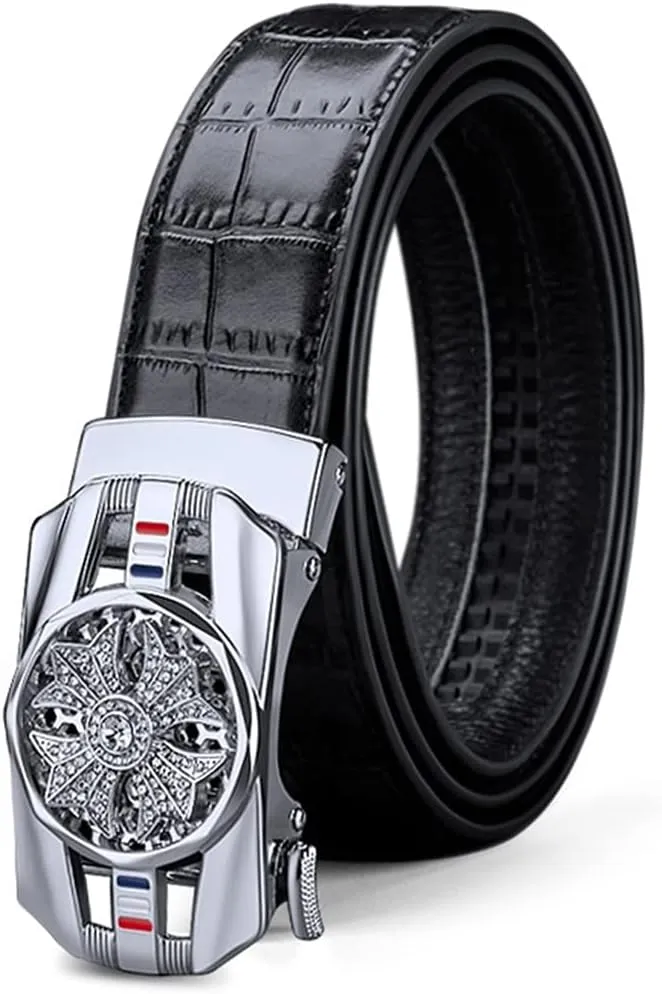 VANNANBA Mens Ratchet Leather Belt Designer Belts for Men,Trend Fashion,Western Belts for Jeans with Gift Box
