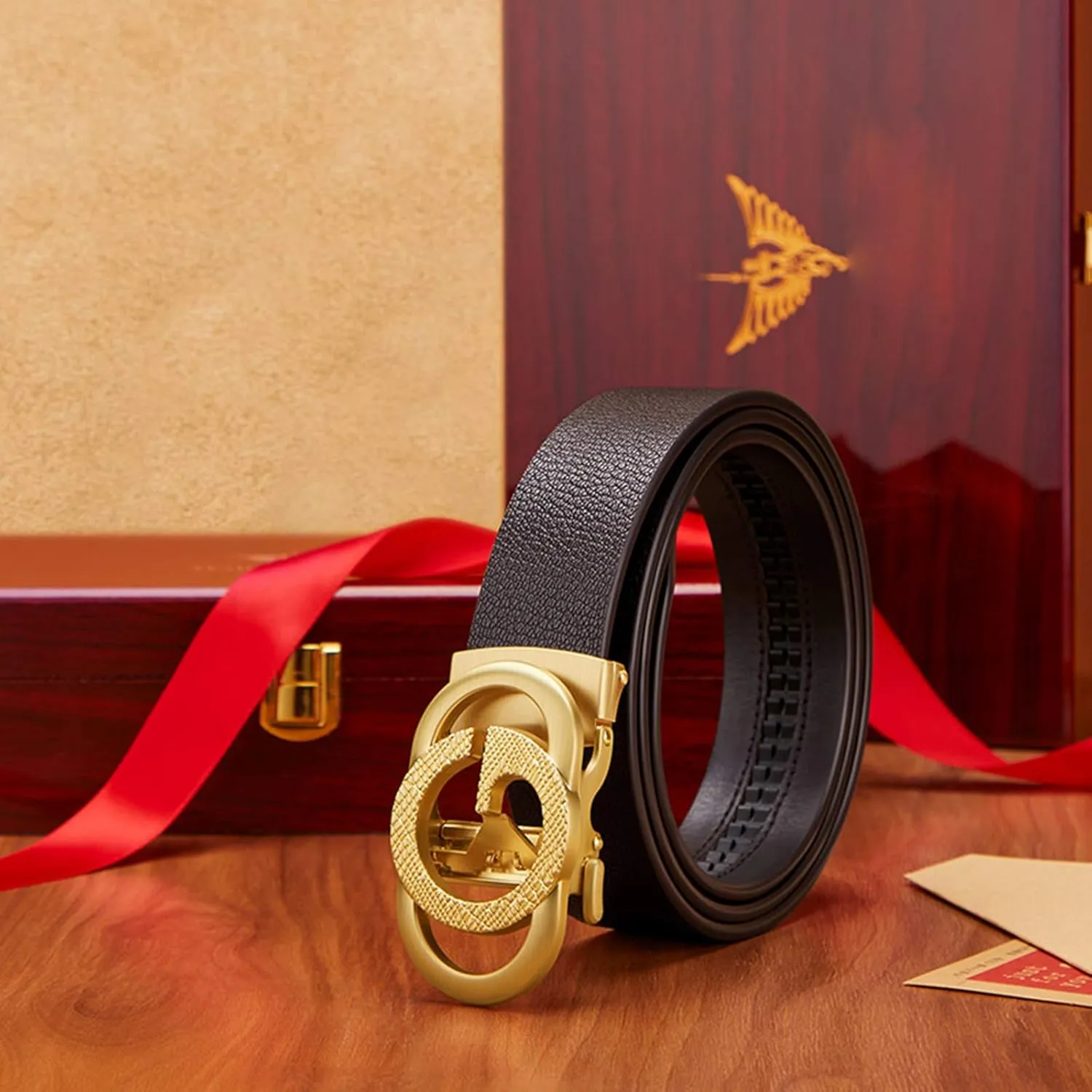 VANNANBA Ratchet Leather Belt for Men Designer Belts for Men with Automatic Buckle Alloy,Trend Fashion with Gift Box