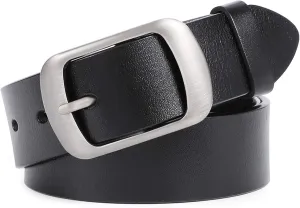 WHIPPY Women Leather Belts for Jeans Pants Fashion Dress Belt for Women with Solid Pin Buckle