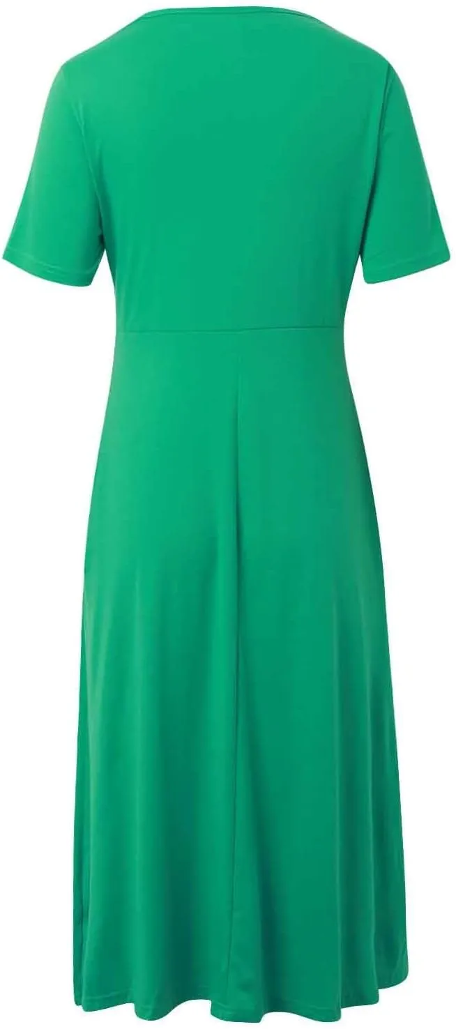 Women Casual Summer Dresses Elegant Short Sleeve Pleated A Line Dresses for Women 2025 Swing Party Travel Vacation Outfits