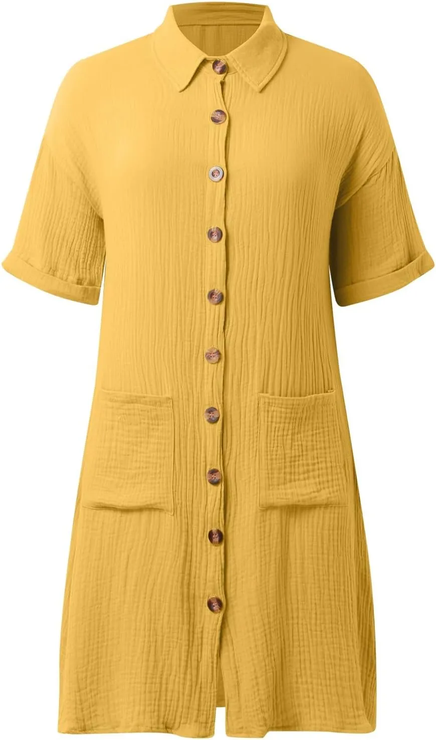 Women Summer 2025 Shirt Dress Button Down Short Sleeve Fashion Casual Fit Skirts with Pockets Church Work Dresses