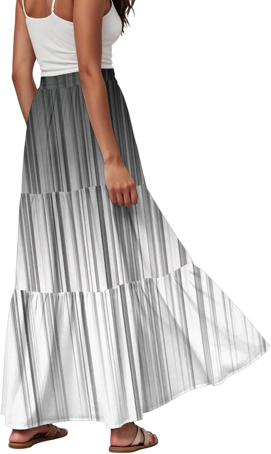 Women's 2025 Bohemian Long Floral Flowy High Waist Floral Maxi Skirt Summer Regular Trendy Skirts