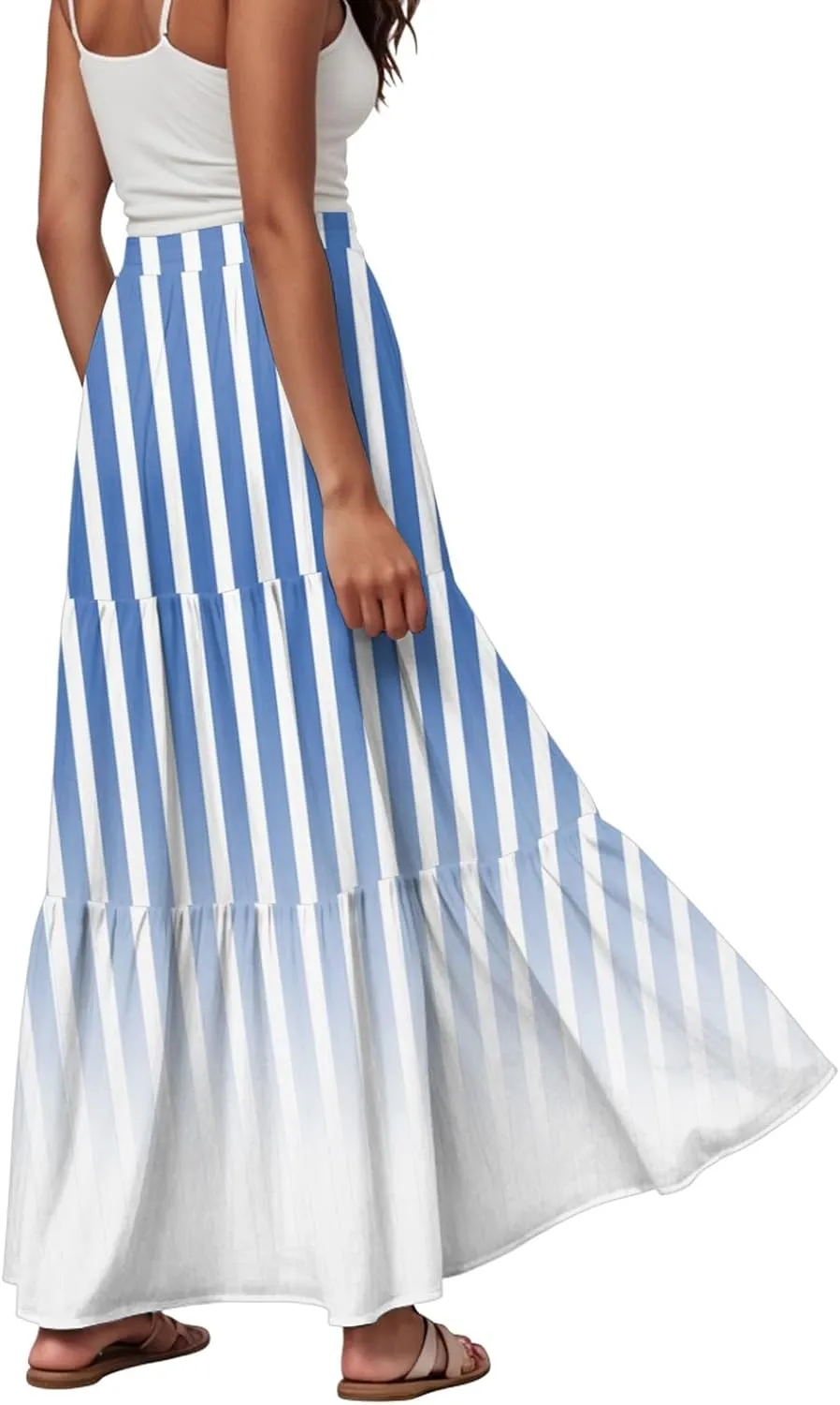 Women's 2025 Bohemian Long Floral Flowy High Waist Floral Maxi Skirt Summer Regular Trendy Skirts
