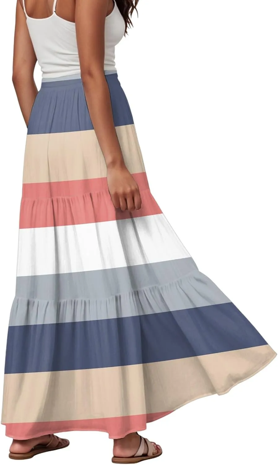 Women's 2025 Bohemian Long Floral Flowy High Waist Floral Maxi Skirt Summer Regular Trendy Skirts