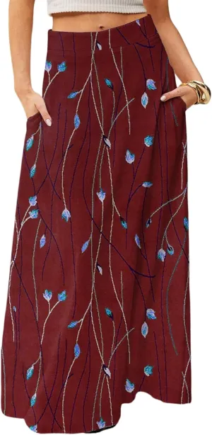 Women's 2025 Bohemian Long Floral Skirts Flowy High Waist Floral Maxi Skirt Summer Regular Trendy Skirts