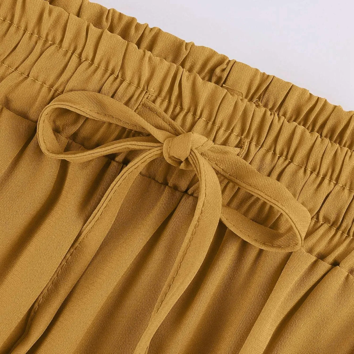 Womens 2025 Summer Long Maxi Skirt Loose Trendy Pleated Tie Knot Elastic High Waisted Flowy Casual A Line Skirts