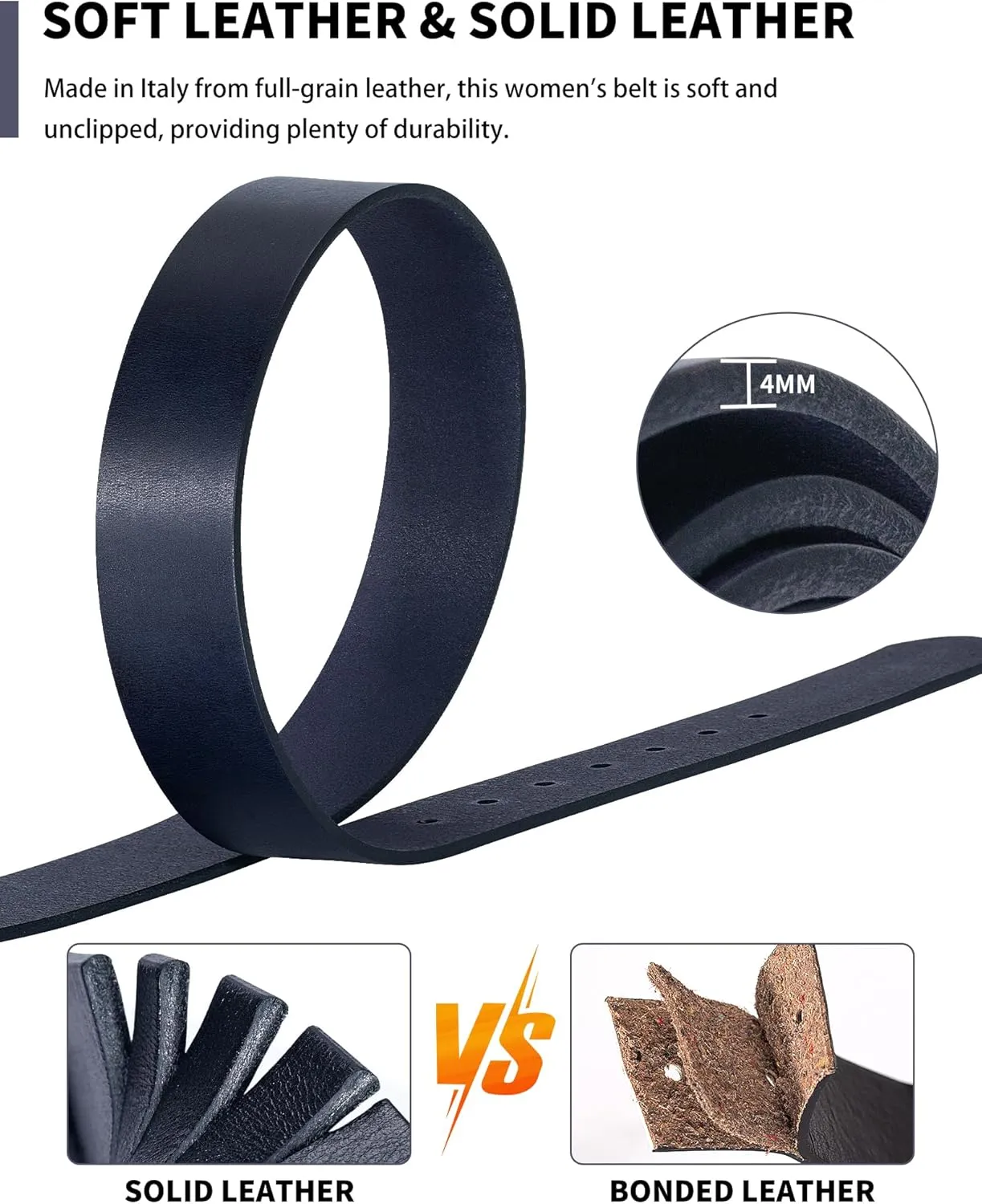 Womens Belt for Jeans Genuine Leather Belt Vintage Solid Brass Circle buckle Gift Box Packaging