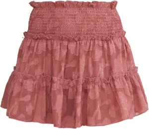 Women's Boho Ruffle Mini Skirt Summer Print Floral Tiered Short Skirts Casual High Waist Flowy Pleated Boho Floral Skort