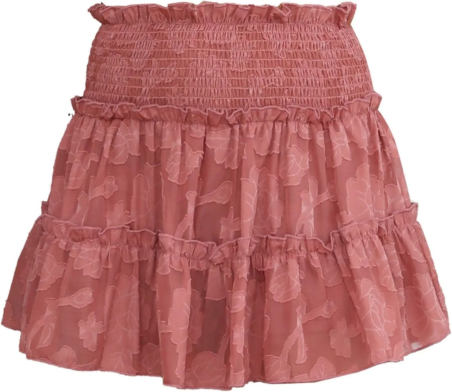 Women's Boho Ruffle Mini Skirt Summer Print Floral Tiered Short Skirts Casual High Waist Flowy Pleated Boho Floral Skort