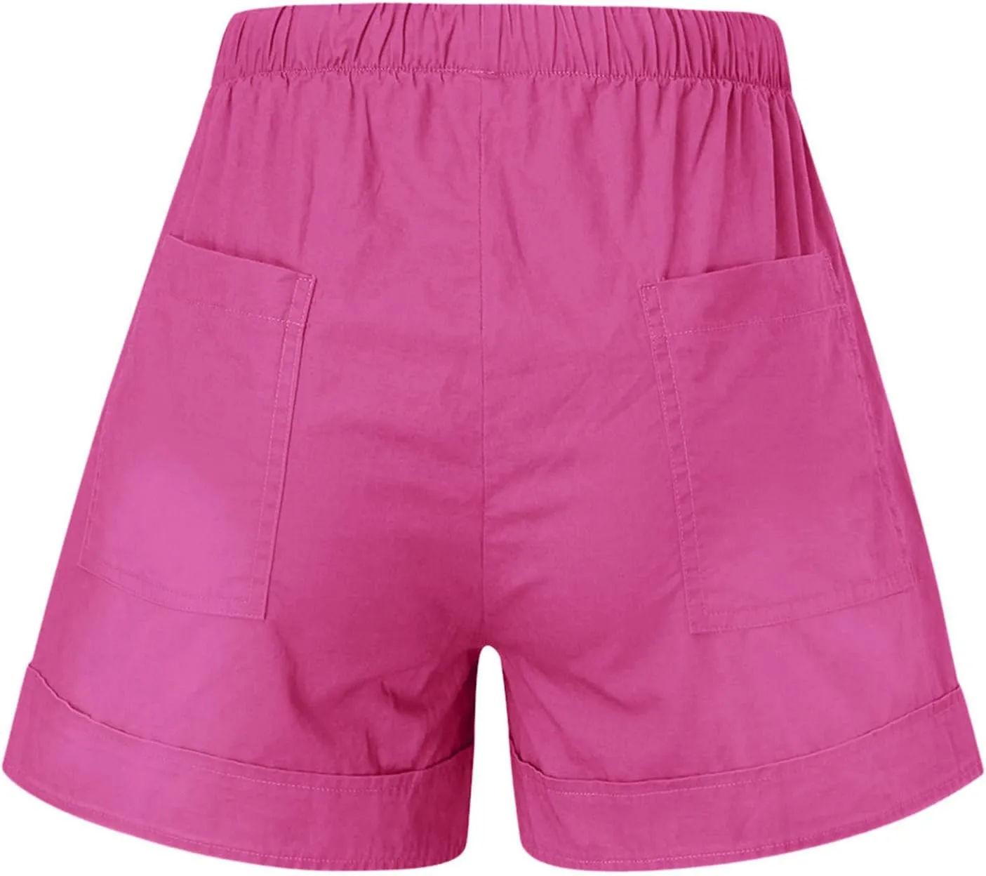 Women's Casual Elastic Waist Shorts Summer Comfy Drawstring Short Pants Lightweight Solid Color Shorts with Pockets
