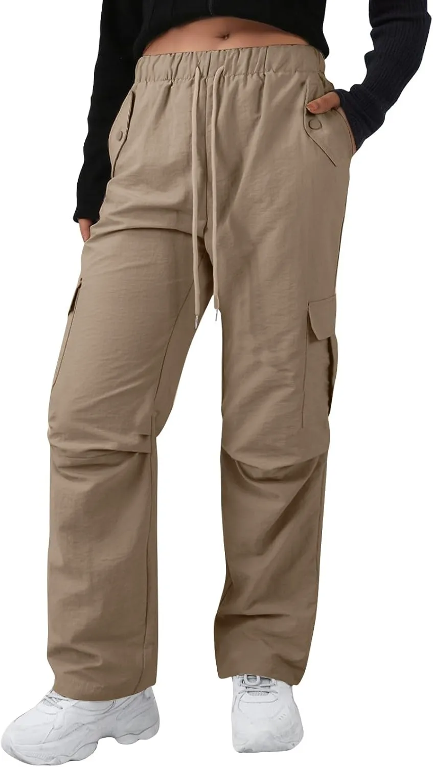 Women's Casual Waist Drawstring Pocket Work Dressy Loose Fit Fashion Pants